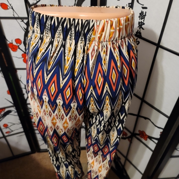 BOHEMIAN GEOMETRIC TRIBAL ART LADIES HAREEM PANTS IN BRIGHT COLORS/SIZE SMALL - Picture 12 of 12